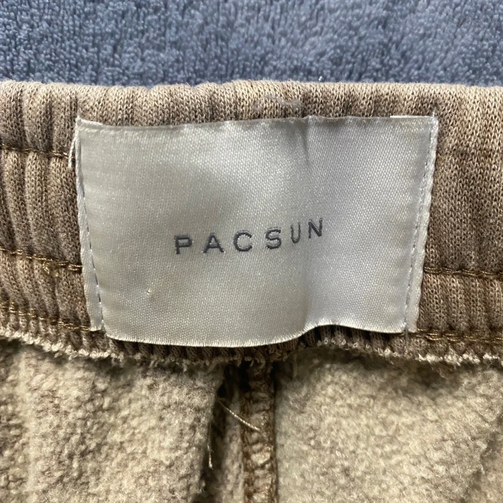 PacSun Mens Fleece Sweat Shorts Medium Tan Brown Drawstring Elastic Waist Casual